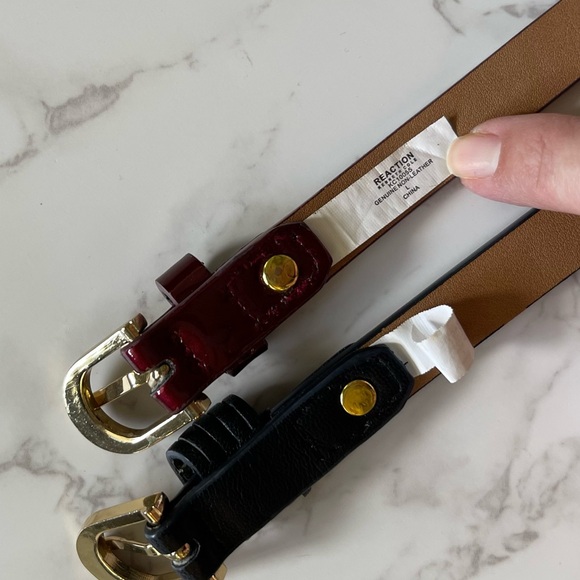 Bundle of 3 Vegan Leather Belts by Kenneth Cole Reaction, Black, Burgundy size L - Picture 12 of 16